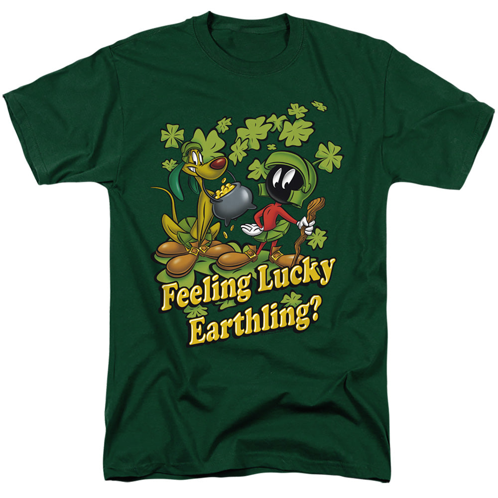 Looney Tunes Feeling Lucky Mens T Shirt Hunter Green