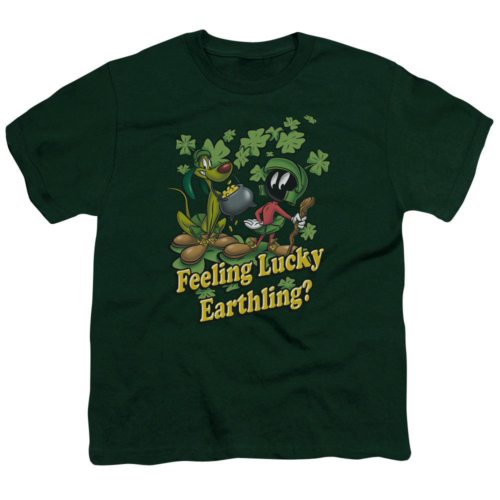 Looney Tunes Feeling Lucky Kids Youth T Shirt Hunter Green