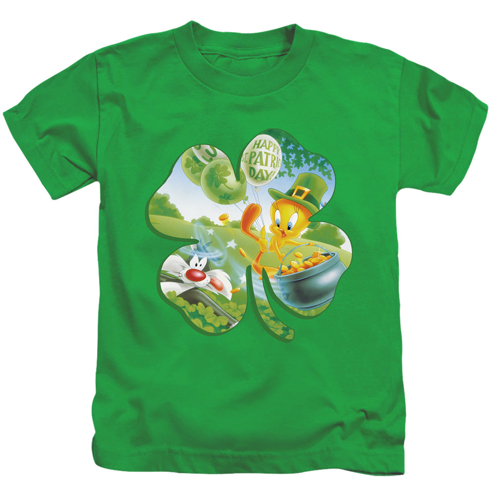 Looney Tunes Tweety Shamrock Juvenile Kids Youth T Shirt Kelly Green