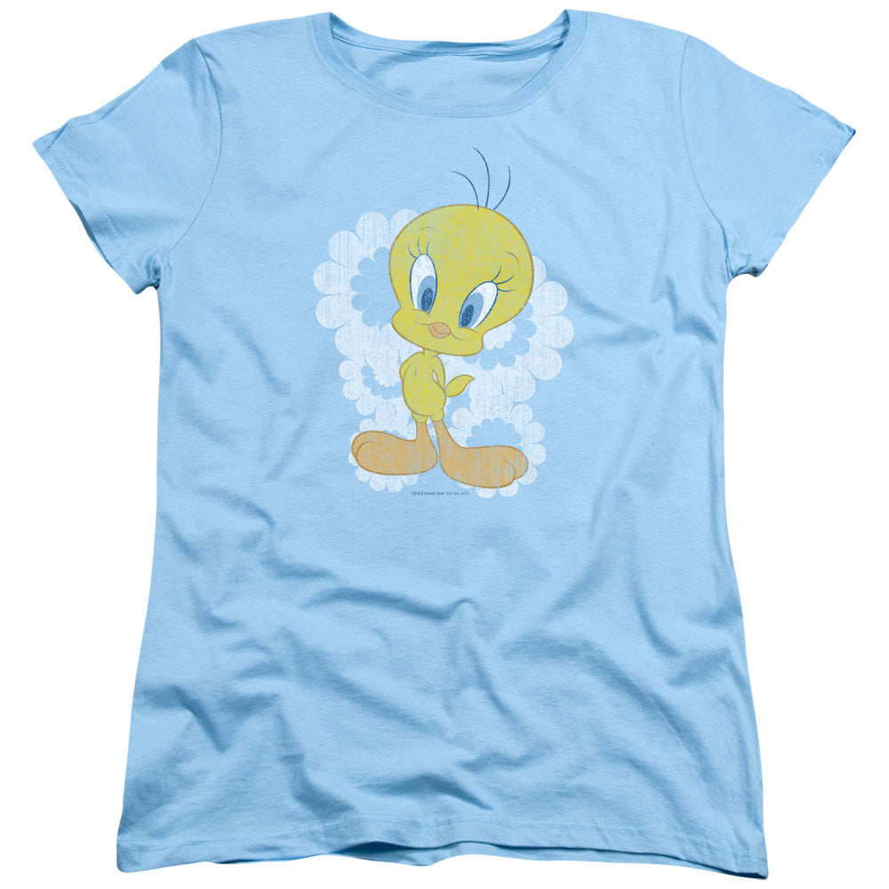 Looney Tunes Retro Tweety Womens T Shirt Light Blue