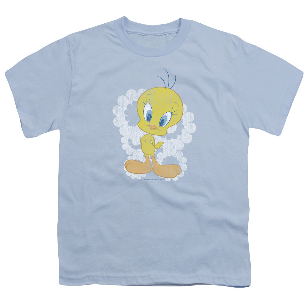 Looney Tunes Retro Tweety Kids Youth T Shirt Light Blue