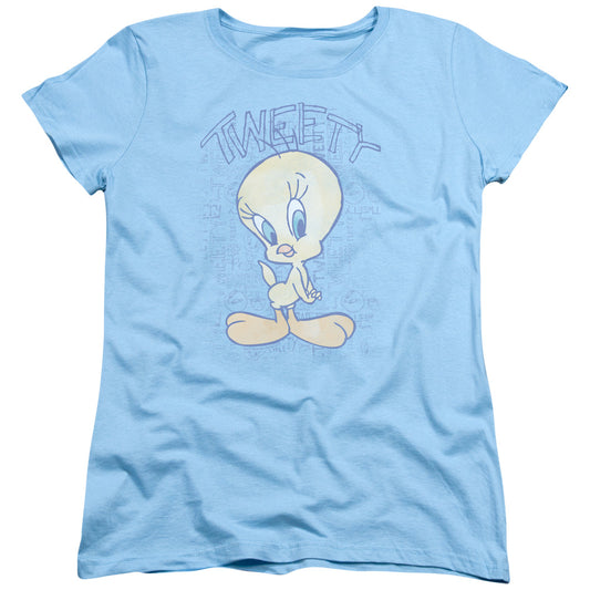 Looney Tunes Tweety Fade Womens T Shirt Light Blue