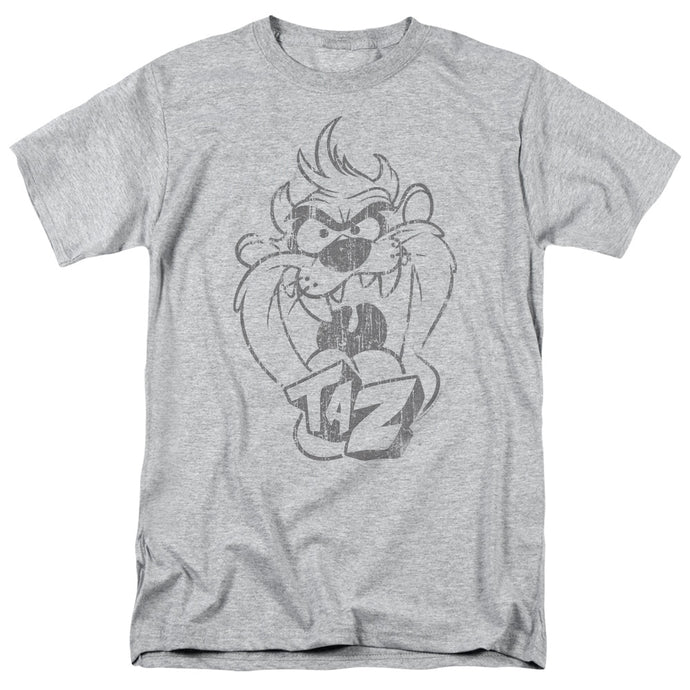Looney Tunes Faded Taz Mens T Shirt Athletic Heather