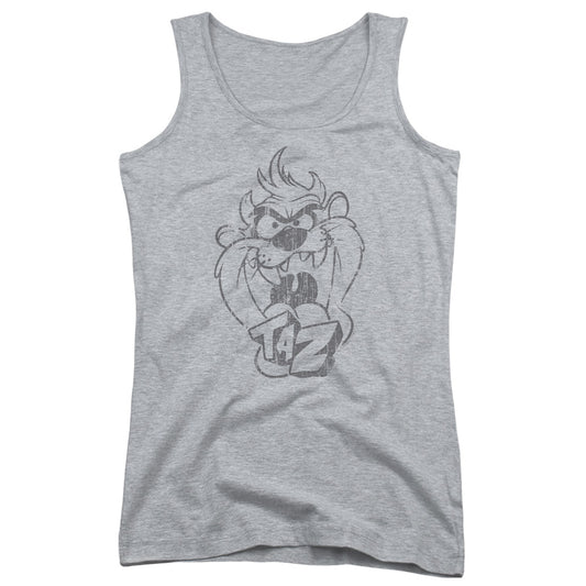 Looney Tunes Faded Taz Womens Tank Top Shirt Athletic Heather