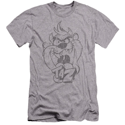 Looney Tunes Faded Taz Premium Bella Canvas Slim Fit Mens T Shirt Athletic Heather