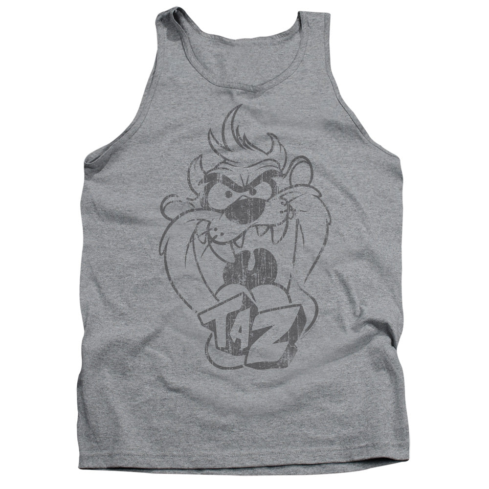 Looney Tunes Faded Taz Mens Tank Top Shirt Athletic Heather