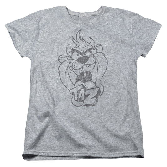 Looney Tunes Faded Taz Womens T Shirt Athletic Heather
