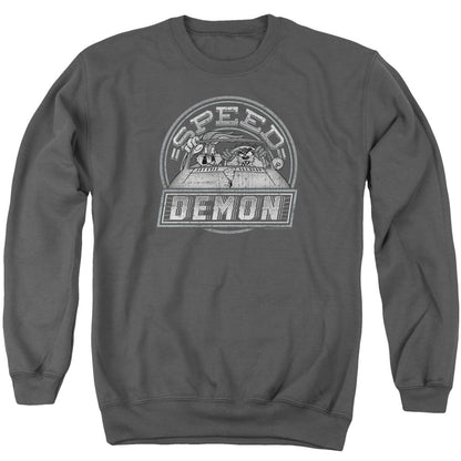 Looney Tunes Speed Demon Mens Crewneck Sweatshirt Charcoal