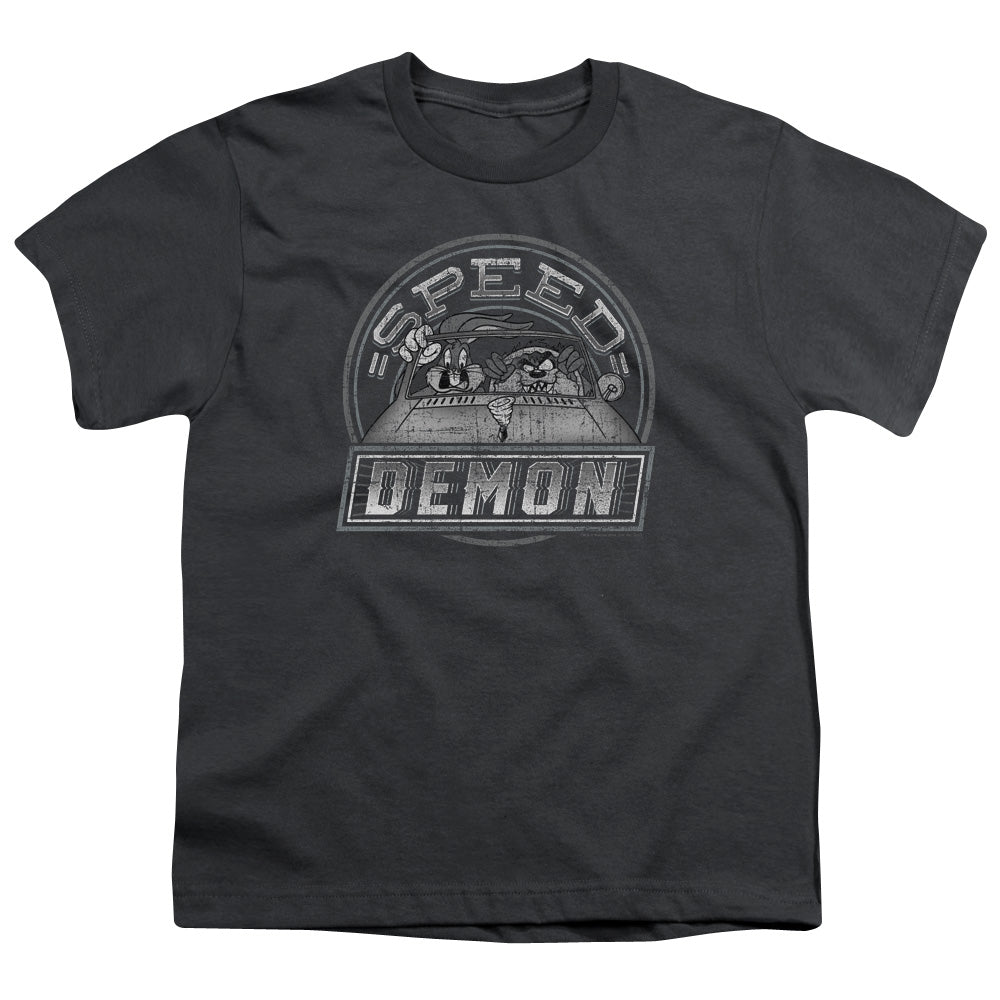 Looney Tunes Speed Demon Kids Youth T Shirt Charcoal