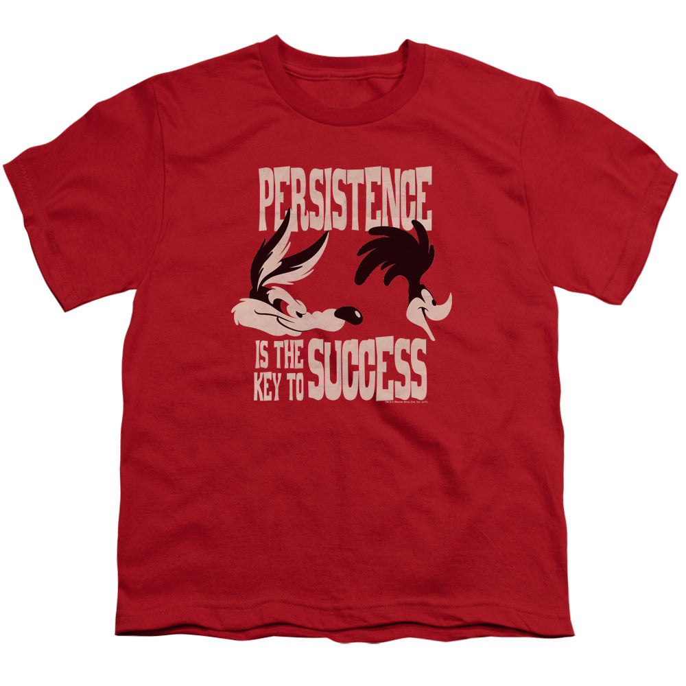 Looney Tunes Persistence Kids Youth T Shirt Red