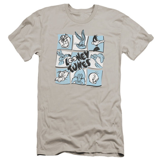 Looney Tunes the Looney Bunch Premium Bella Canvas Slim Fit Mens T Shirt Silver