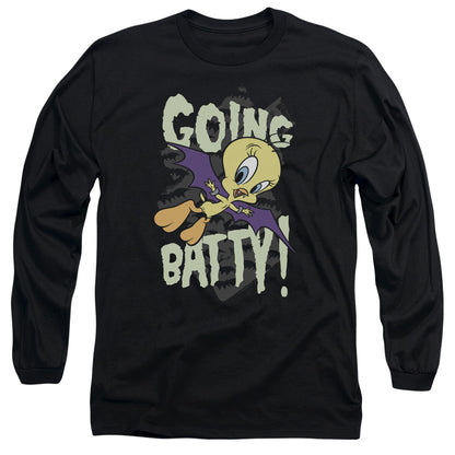 Looney Tunes Going Batty Mens Long Sleeve Shirt Black