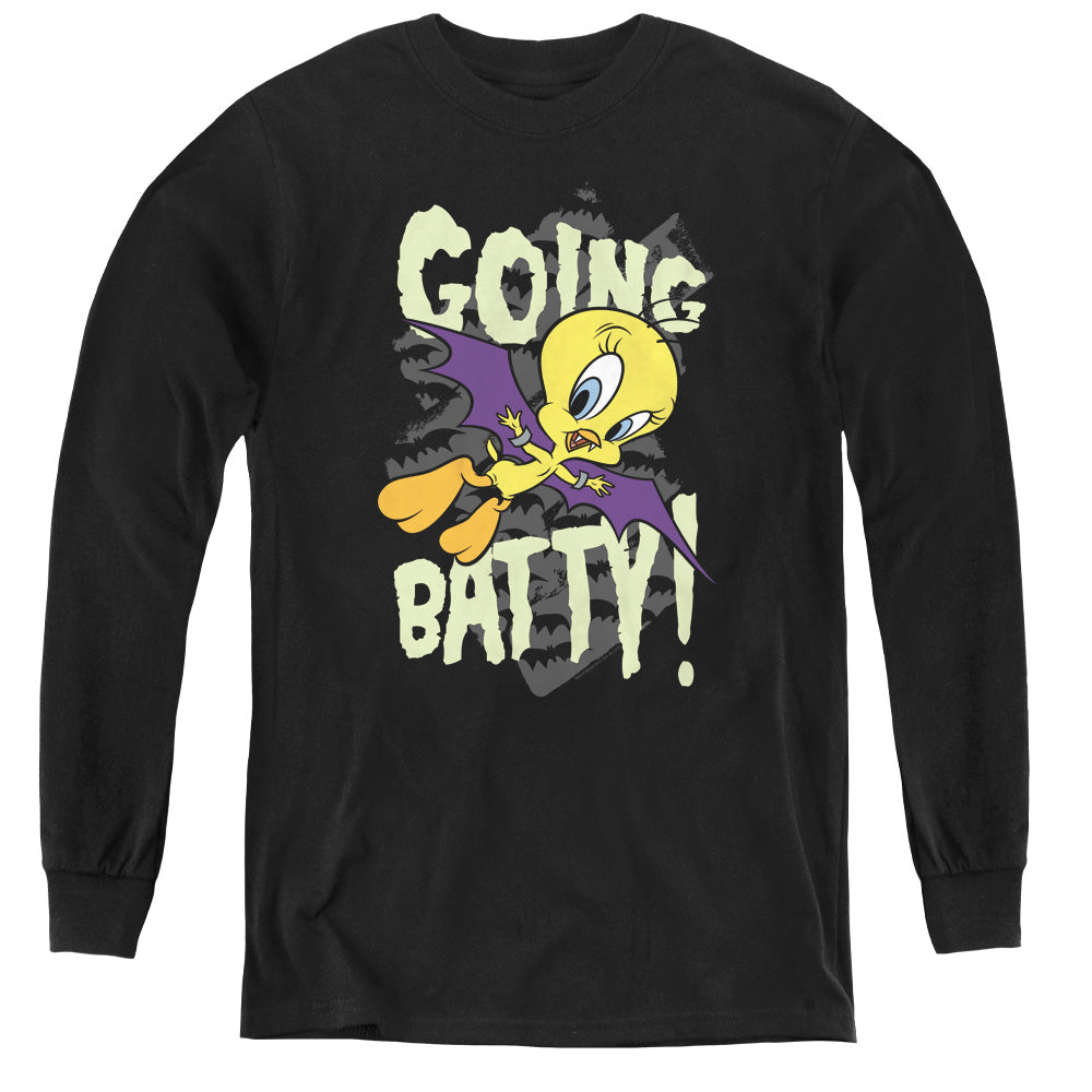 Looney Tunes Going Batty Long Sleeve Kids Youth T Shirt Black