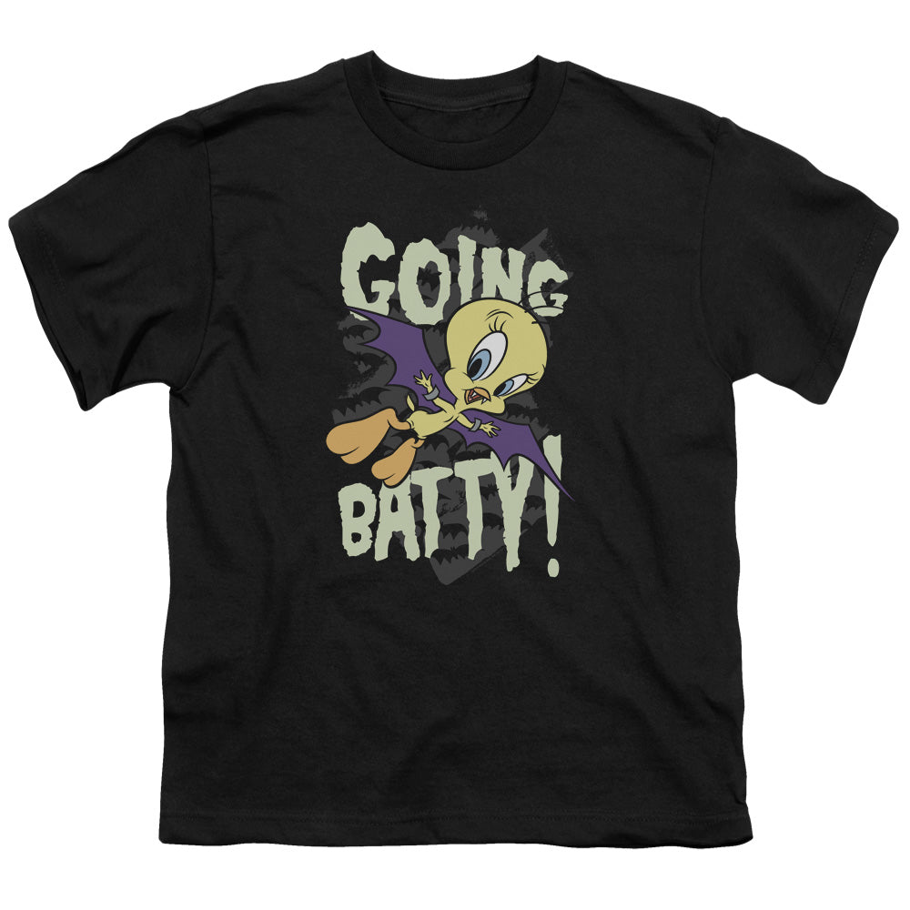 Looney Tunes Going Batty Kids Youth T Shirt Black