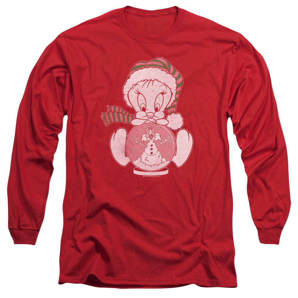 Looney Tunes Tweey Globe Mens Long Sleeve Shirt Red