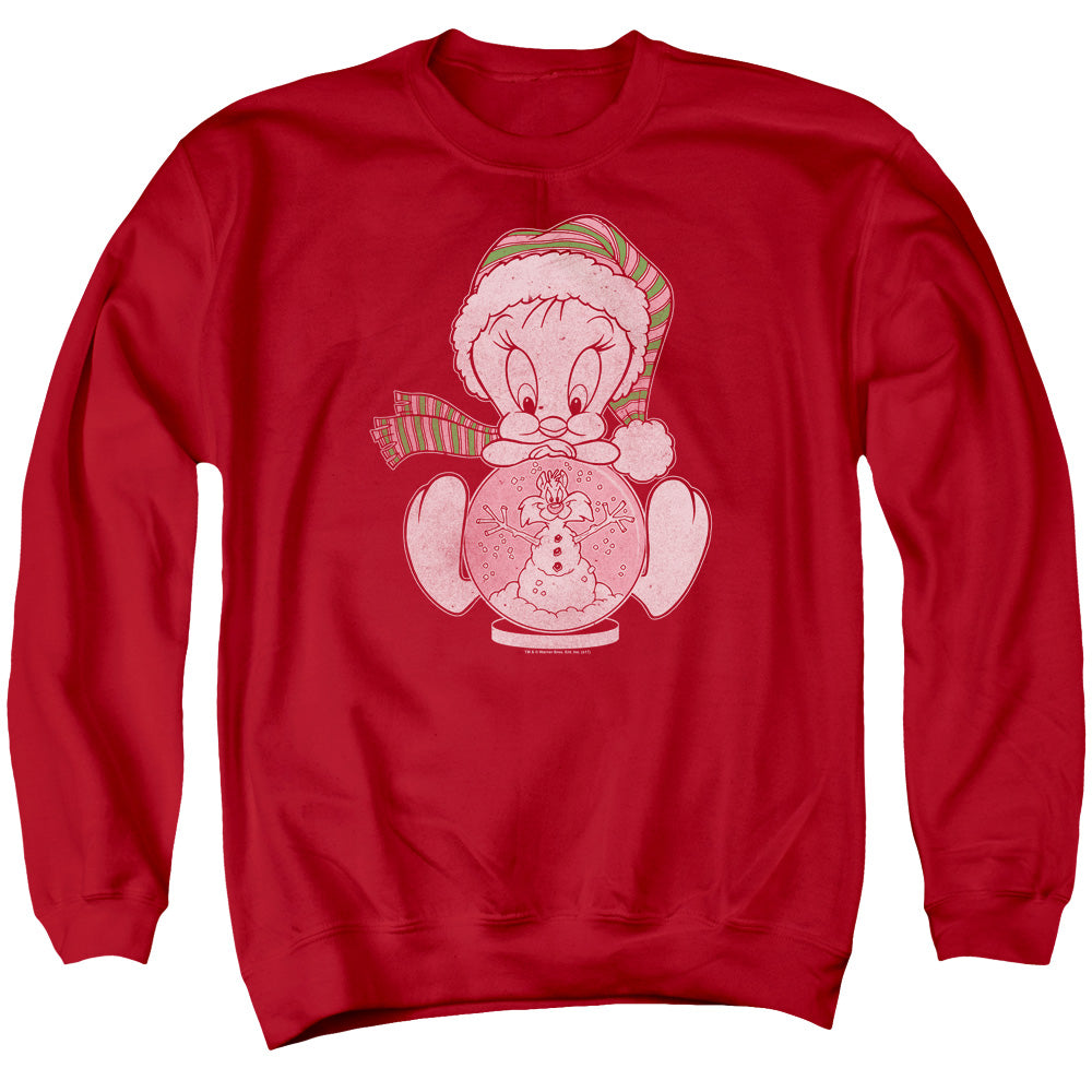 Looney Tunes Tweey Globe Mens Crewneck Sweatshirt Red