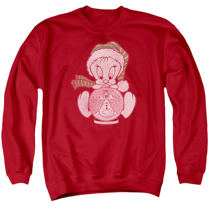Looney Tunes Tweey Globe Mens Crewneck Sweatshirt Red