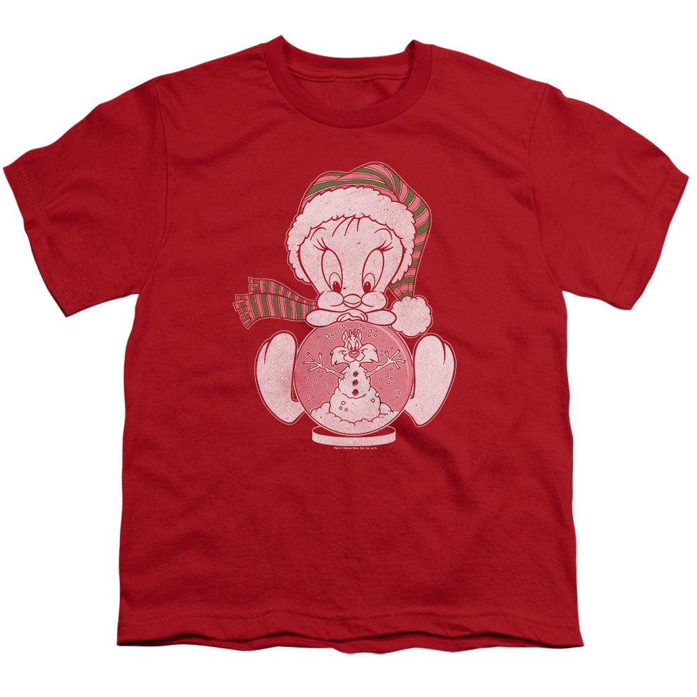 Looney Tunes Tweey Globe Kids Youth T Shirt Red