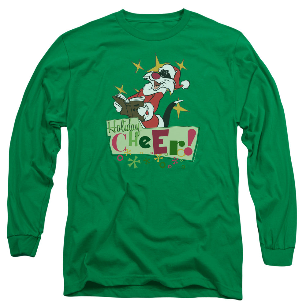 Looney Tunes Cheer Sylvester Mens Long Sleeve Shirt Kelly Green