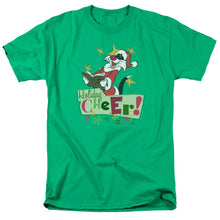 Load image into Gallery viewer, Looney Tunes Cheer Sylvester Mens T Shirt Kelly Green