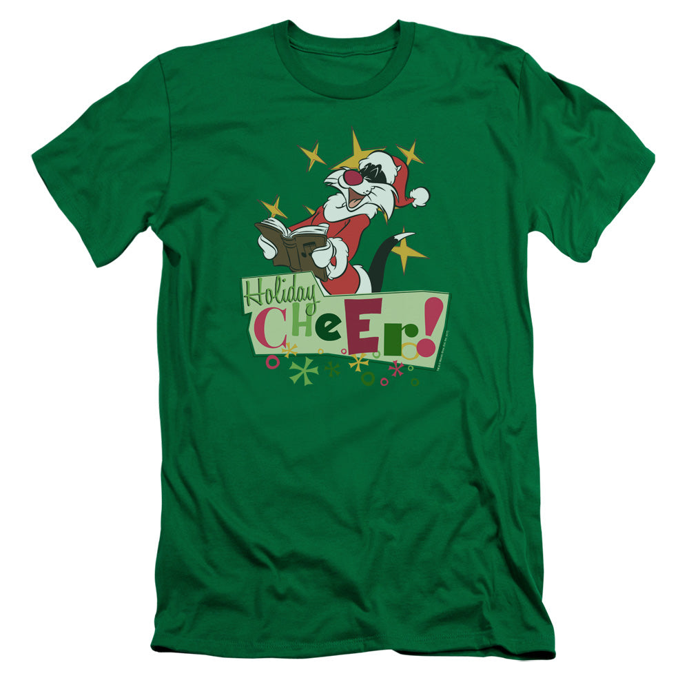 Looney Tunes Cheer Sylvester Slim Fit Mens T Shirt Kelly Green