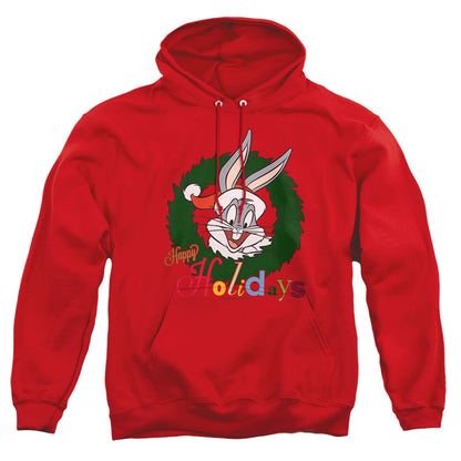 Looney Tunes Holiday Bunny Mens Hoodie Red Officially Licensed