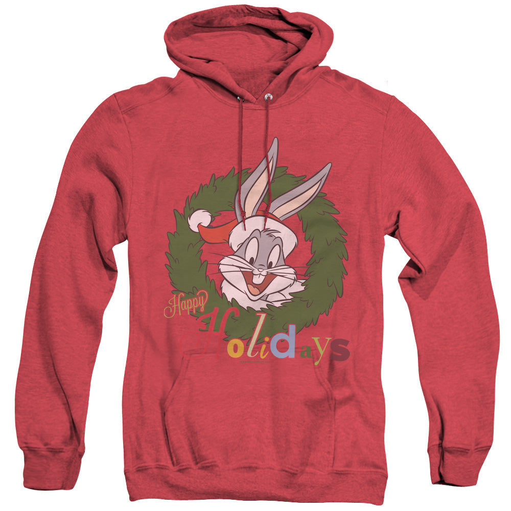 Looney Tunes Holiday Bunny Mens Heather Hoodie Red Officially Licensed
