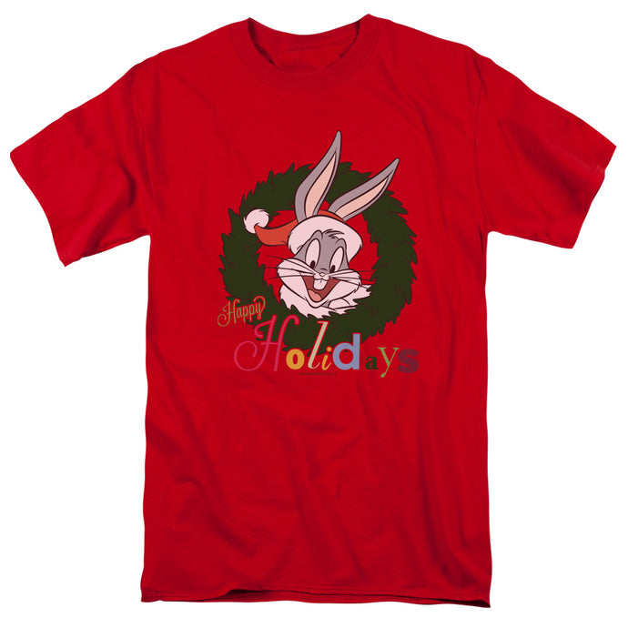 Looney Tunes Holiday Bunny Mens T Shirt Red