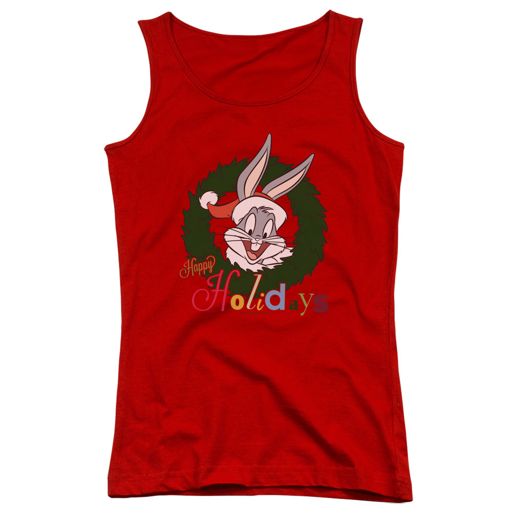 Looney Tunes Holiday Bunny Womens Tank Top Shirt Red