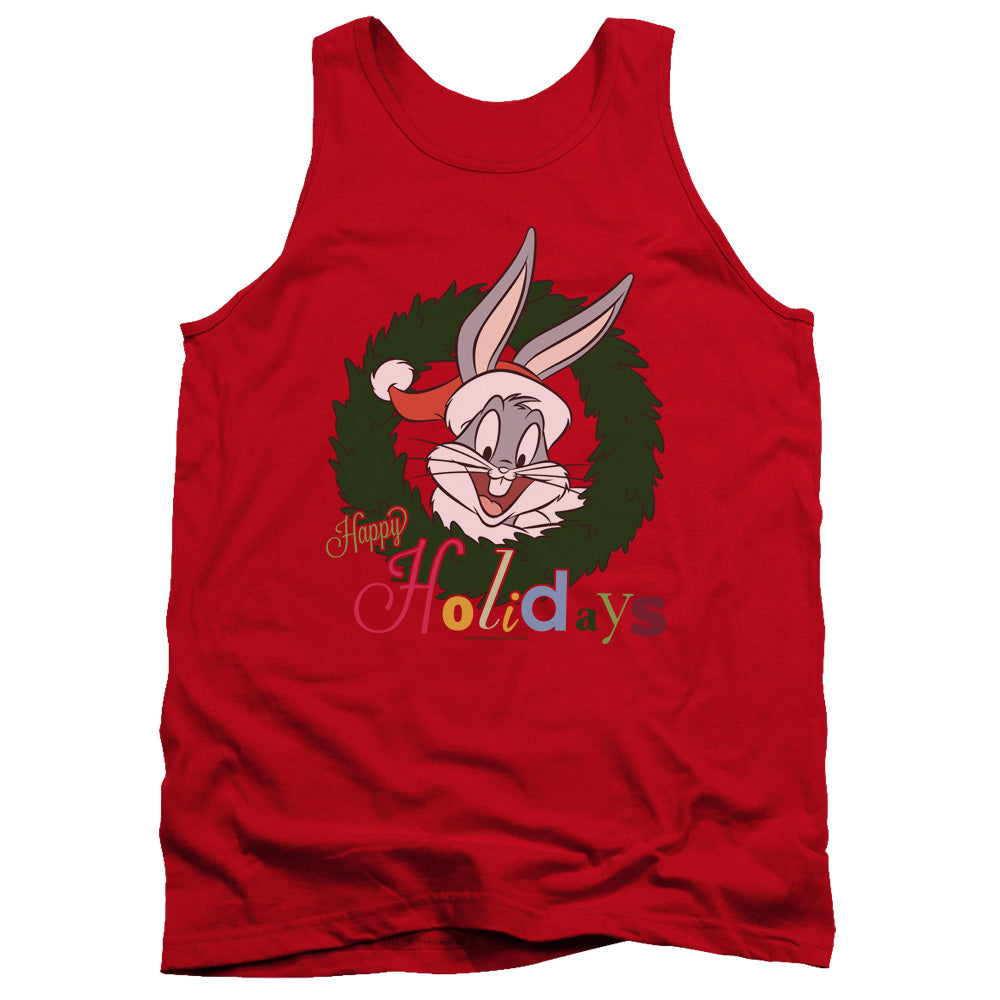 Looney Tunes Holiday Bunny Mens Tank Top Shirt Red