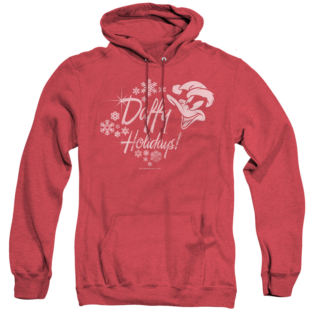 Looney Tunes Daffy Holidays Mens Heather Hoodie Red Officially Licensed