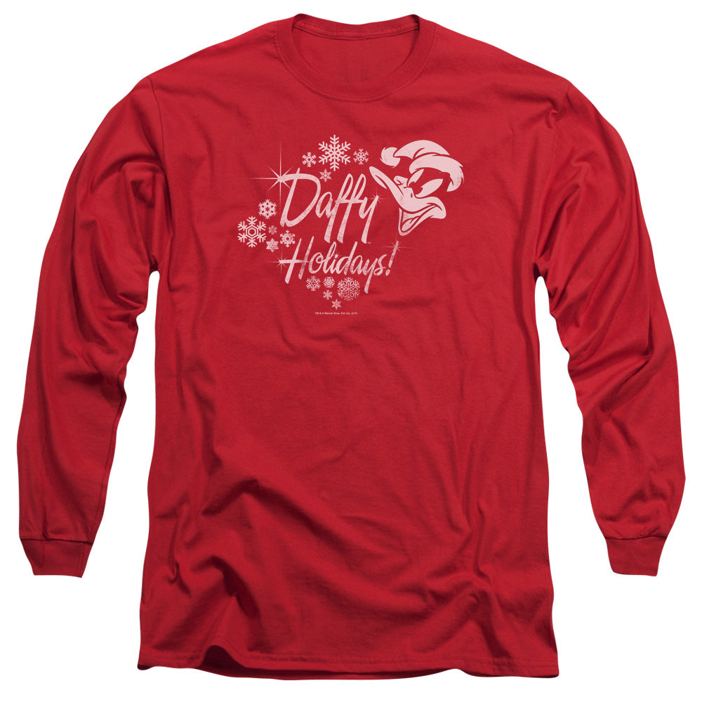 Looney Tunes Daffy Holidays Mens Long Sleeve Shirt Red