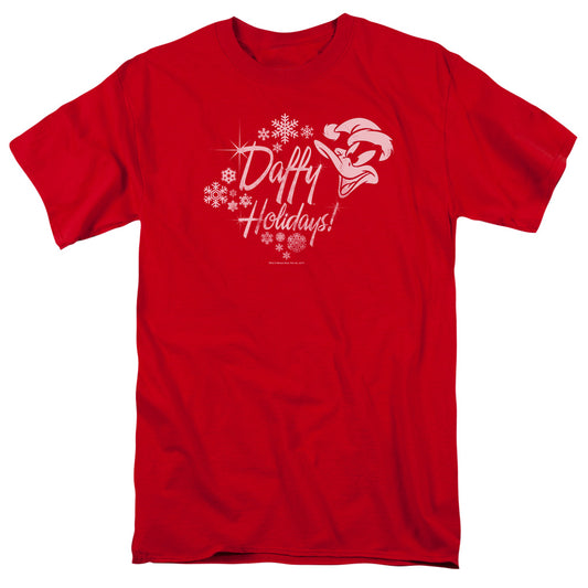 Looney Tunes Daffy Holidays Mens T Shirt Red