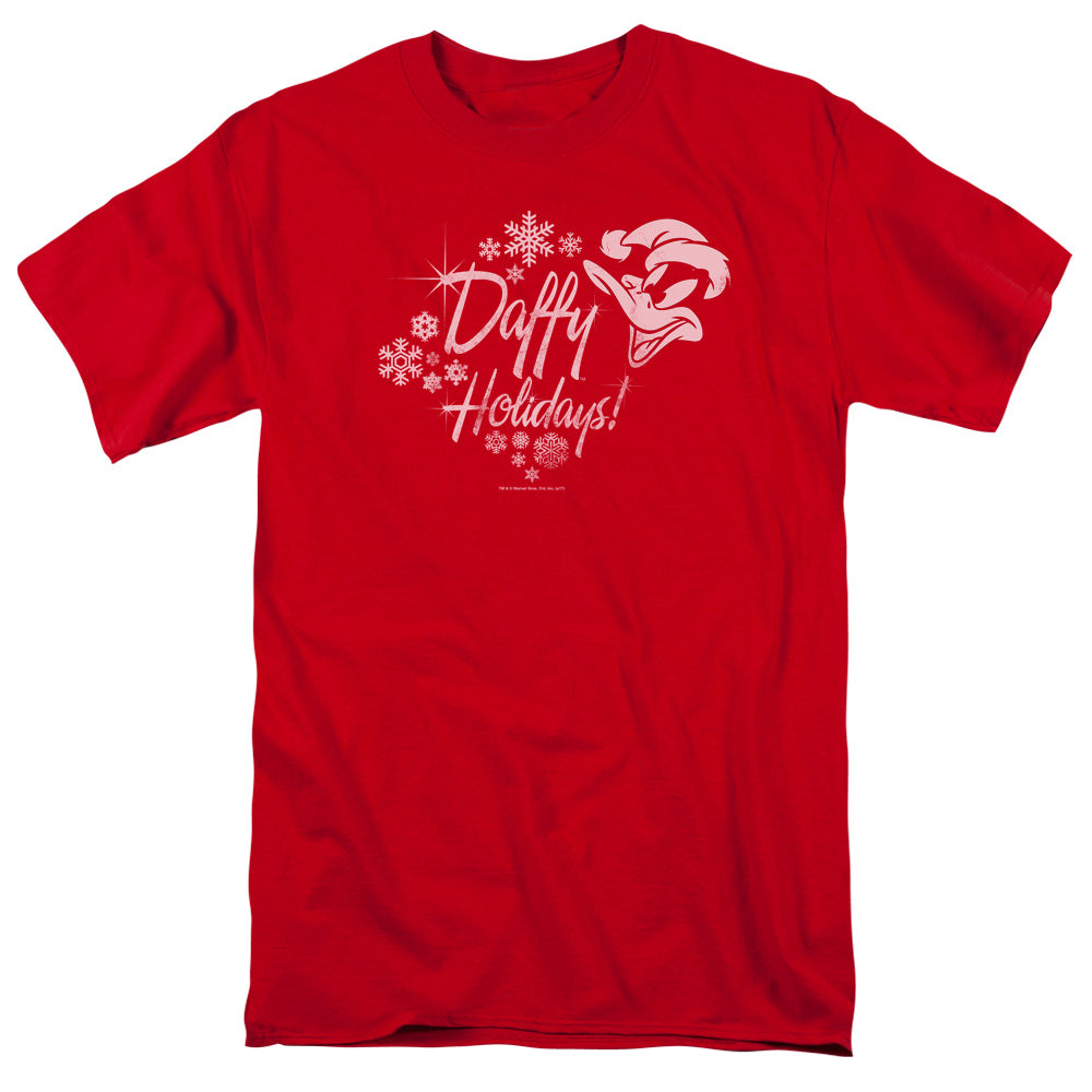 Looney Tunes Daffy Holidays Mens T Shirt Red