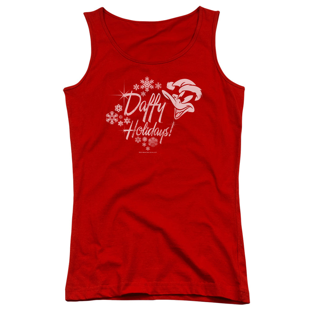 Looney Tunes Daffy Holidays Womens Tank Top Shirt Red