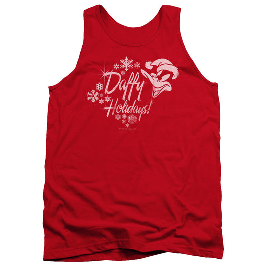 Looney Tunes Daffy Holidays Mens Tank Top Shirt Red