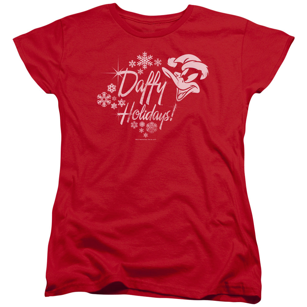 Looney Tunes Daffy Holidays Womens T Shirt Red