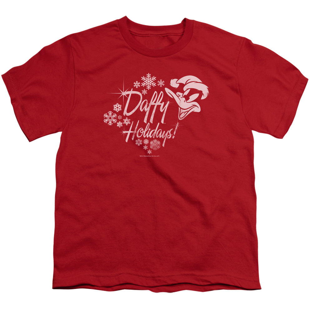 Looney Tunes Daffy Holidays Kids Youth T Shirt Red