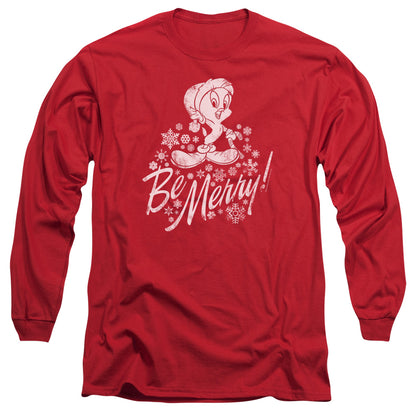 Looney Tunes Merry Tweety Mens Long Sleeve Shirt Red