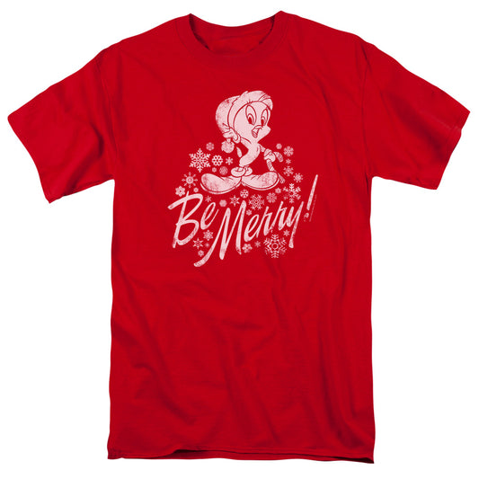 Looney Tunes Merry Tweety Mens T Shirt Red