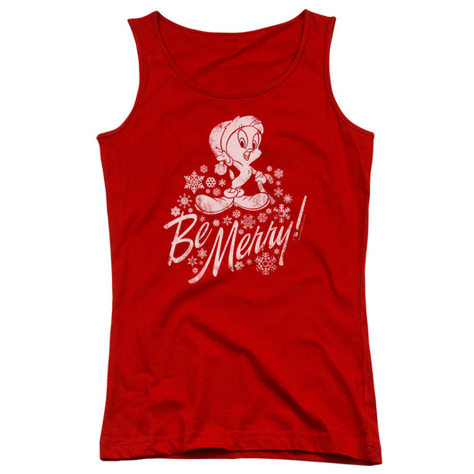 Looney Tunes Merry Tweety Womens Tank Top Shirt Red