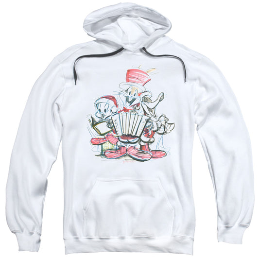 Looney Tunes Holiday Sketch Mens Hoodie White