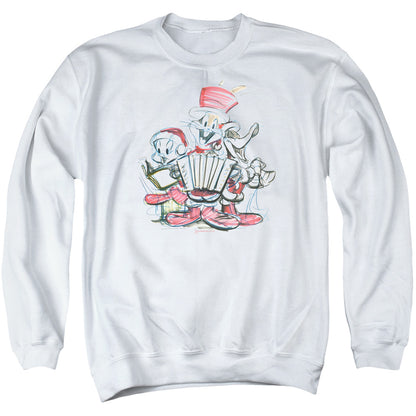 Looney Tunes Holiday Sketch Mens Crewneck Sweatshirt White
