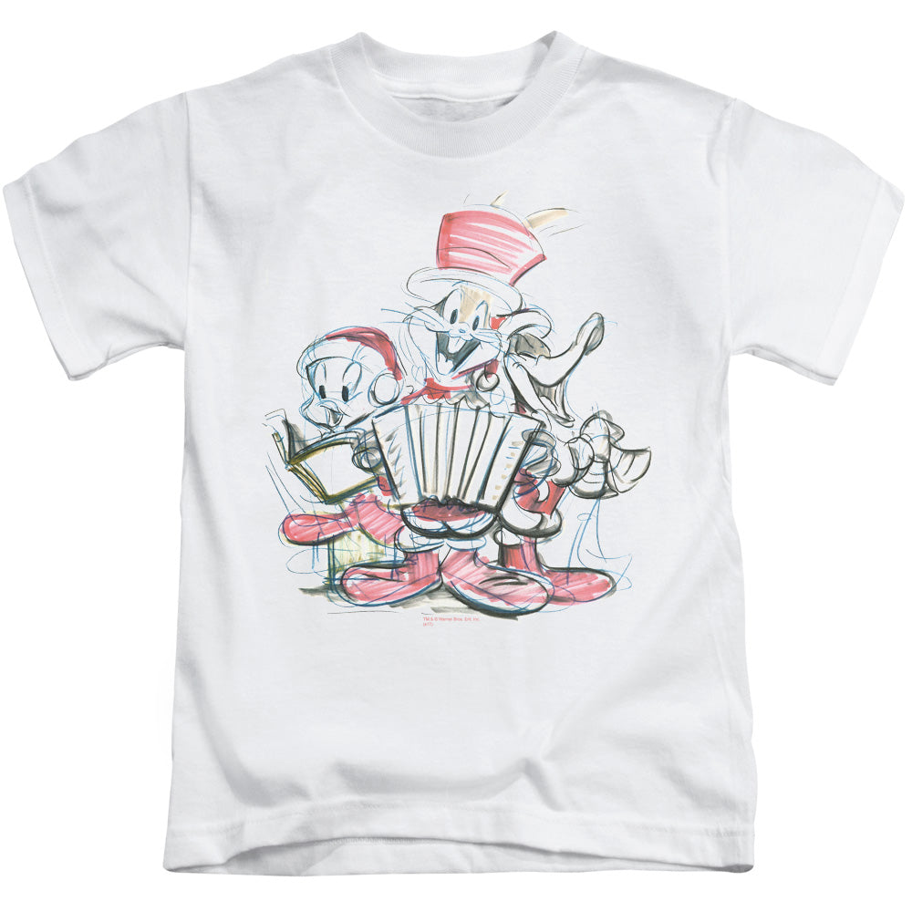 Looney Tunes Holiday Sketch Juvenile Kids Youth T Shirt White