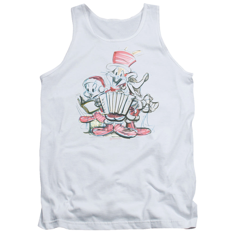 Looney Tunes Holiday Sketch Mens Tank Top Shirt White