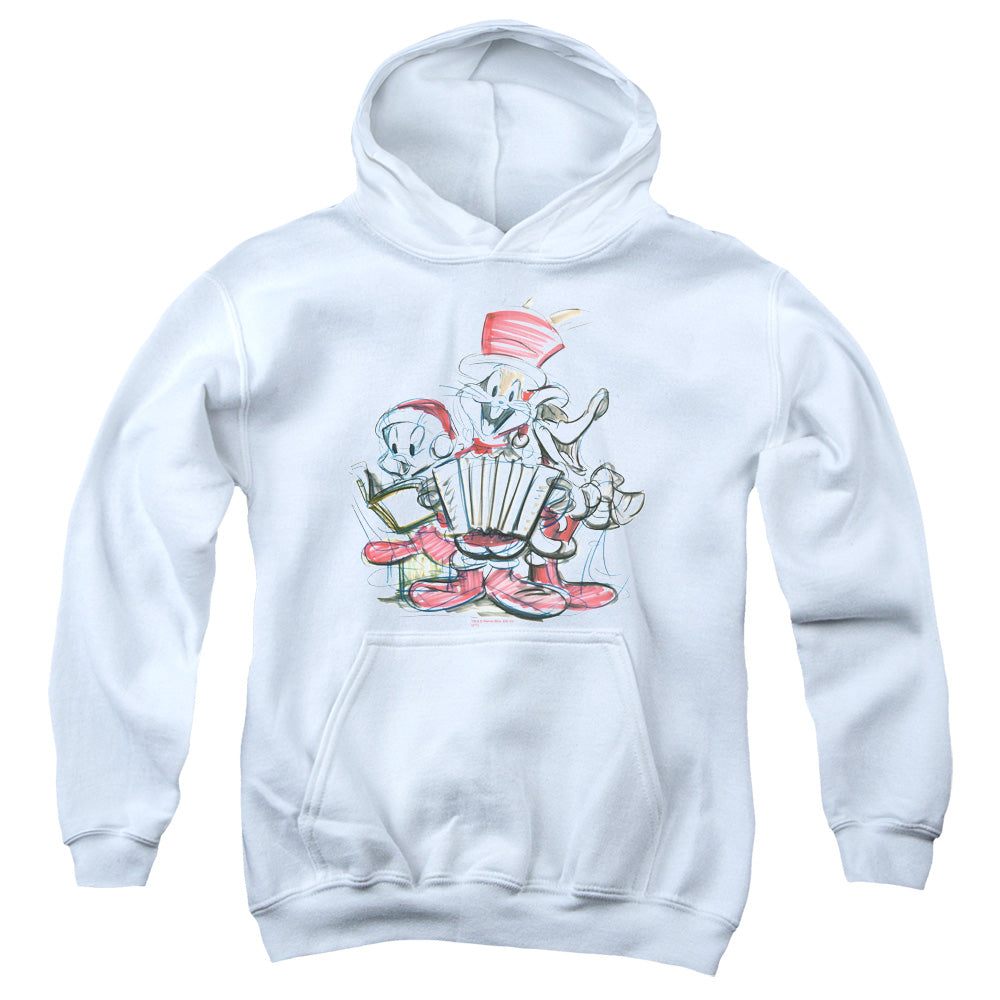 Looney Tunes Holiday Sketch Kids Youth Hoodie White