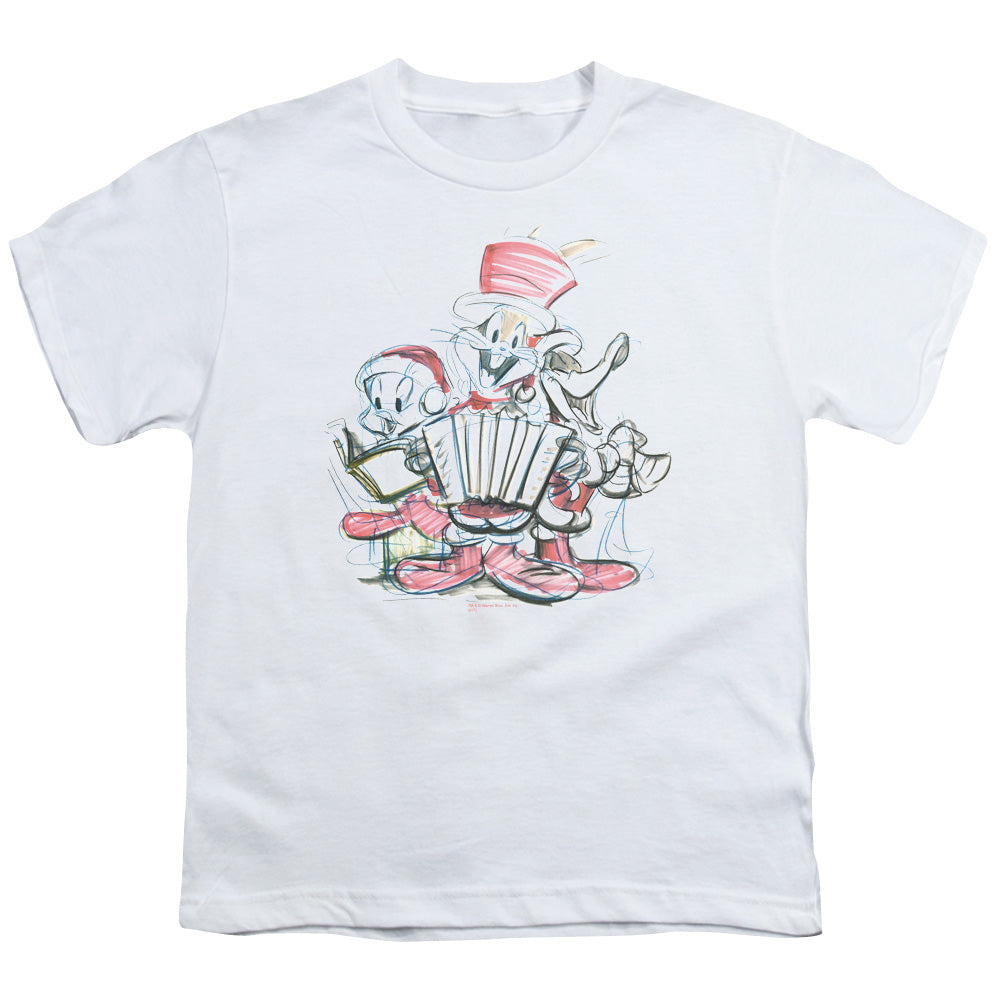 Looney Tunes Holiday Sketch Kids Youth T Shirt White