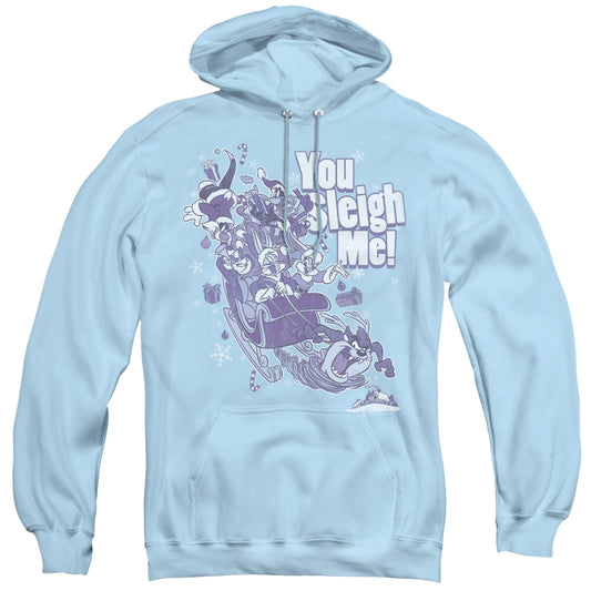 Looney Tunes You Sleigh Me Mens Hoodie Light Blue