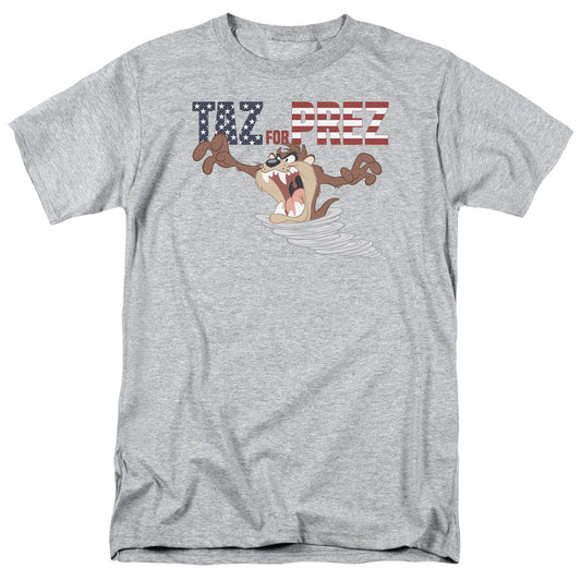 Looney Tunes Taz for Prez 3 Mens T Shirt Athletic Heather