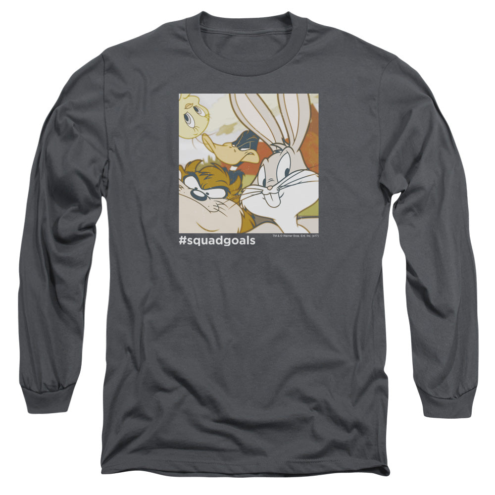 Looney Tunes Squad Goals Mens Long Sleeve Shirt Charcoal
